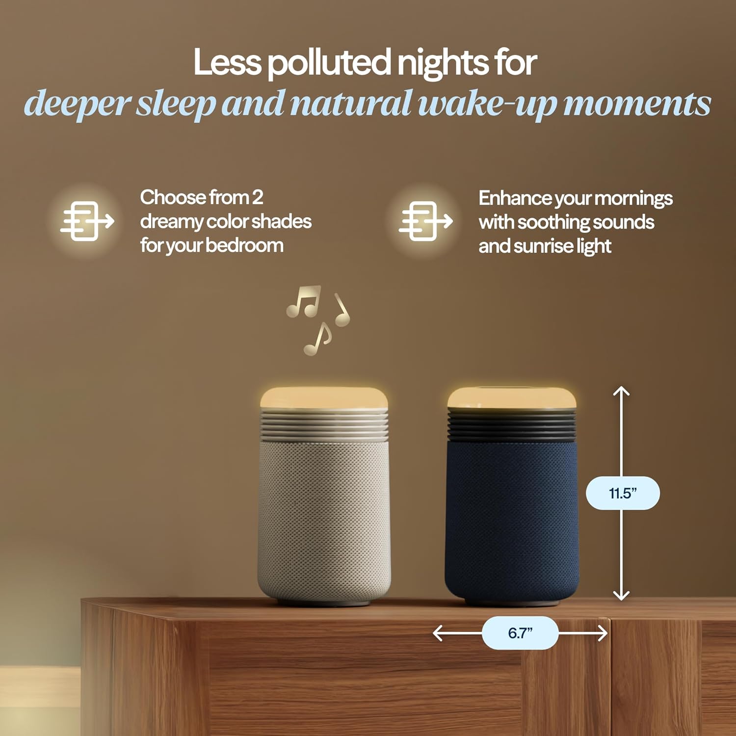 Blueair Mini Restful Air Purifier w/ Wake-Up Light-Blue | upto 31 m² /336 sqft