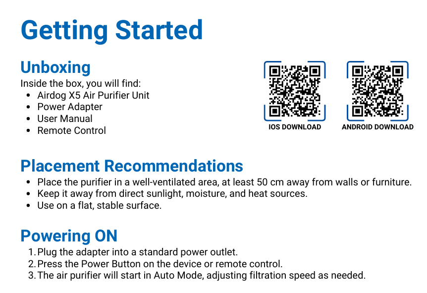 Airdog X5D - 2-in-1 Air Purifier and Sanitizer for Homes and Offices - up to 56 m² / 602 sqft