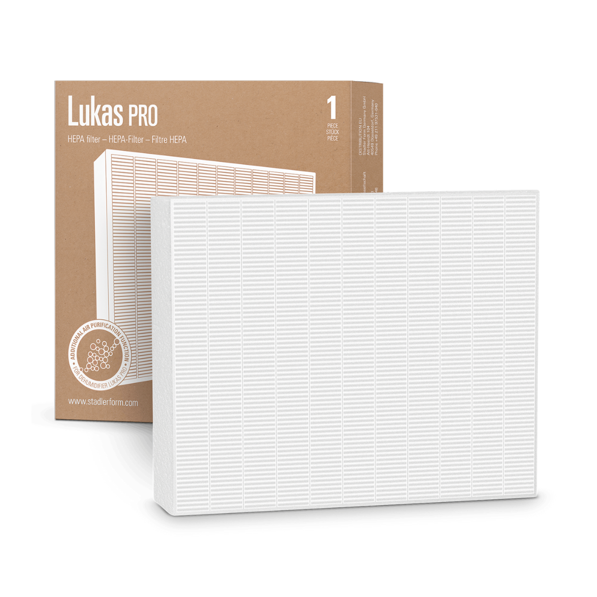 Stadler Form HEPA H11 Filter for Lukas Pro Air Purifier Filter Swiss Design Enhances Air Purification, Filters Fine Dust & Pollutants, Easy Installation, Suitable for Rooms up to 131 m²