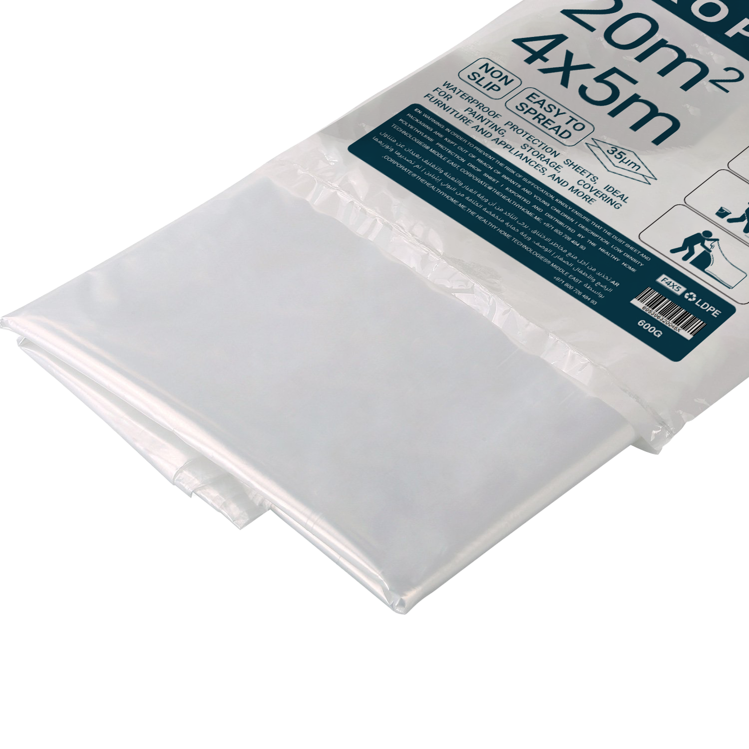 Shield Guard Pro Plastic Protection Sheet 40m² (4x10m, 6µm) – Waterproof Drop Sheet for Painting, Furniture & Floor Cover