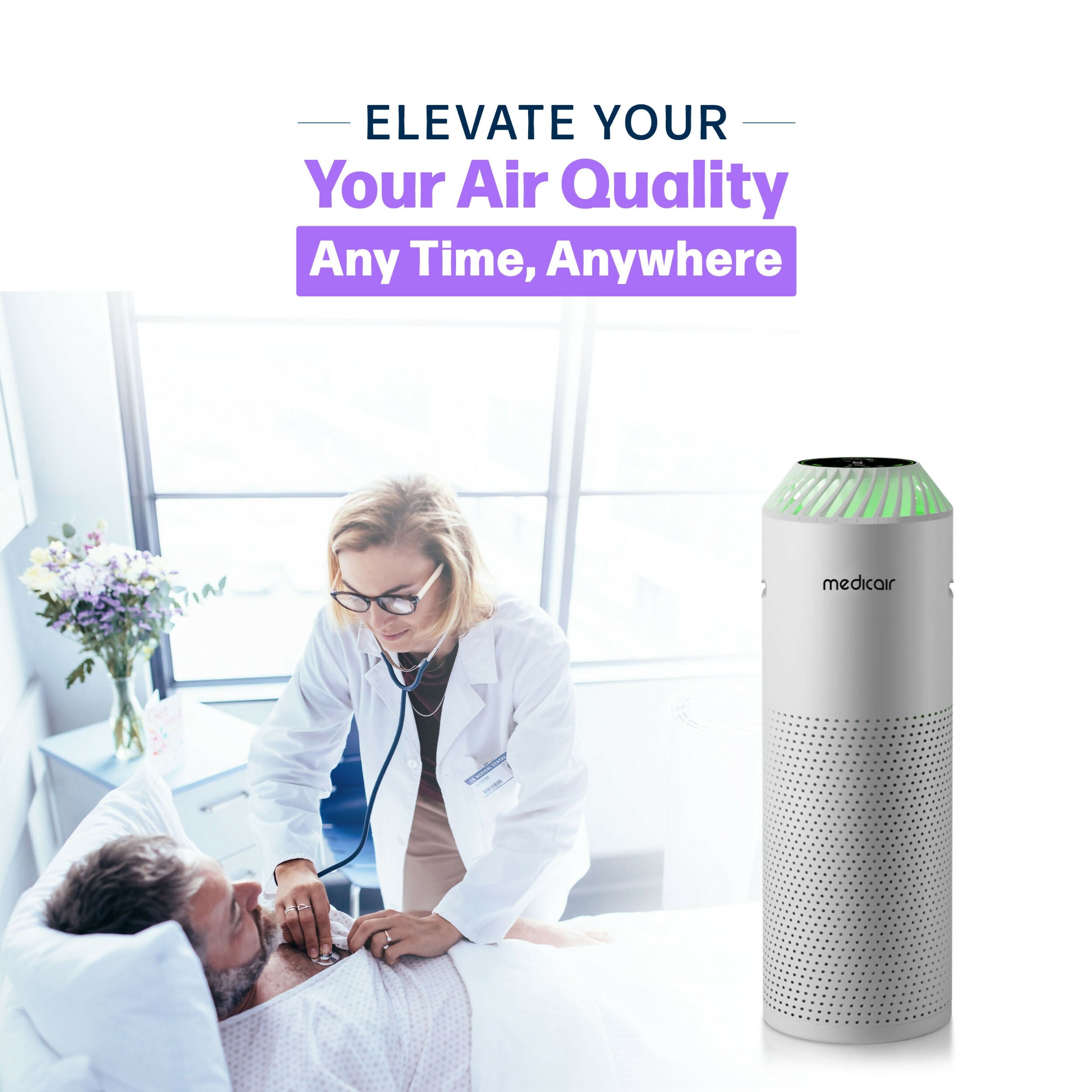 MedicAir Pro Air Purifier with UV-C Technology, HEPA, Activated Carbon. Medical Grade Air Purifier 5 Stage Filtration for Viruses, Dust, & Odors, Quiet & Safe Indoor Air. Removes 99.99% Bacteria & Allergens