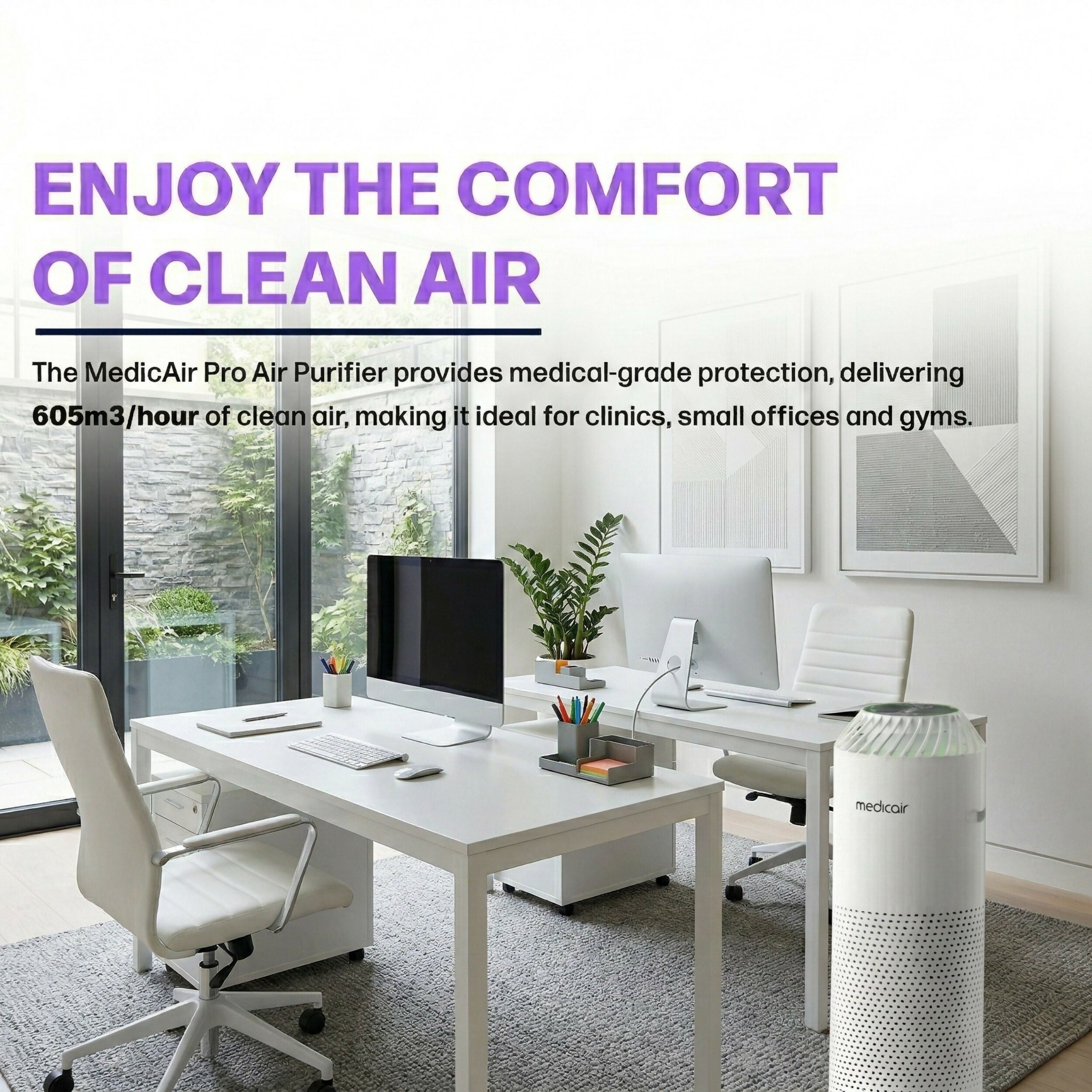 MedicAir Pro Air Purifier with UV-C Technology, HEPA, Activated Carbon. Medical Grade Air Purifier 5 Stage Filtration for Viruses, Dust, & Odors, Quiet & Safe Indoor Air. Removes 99.99% Bacteria & Allergens