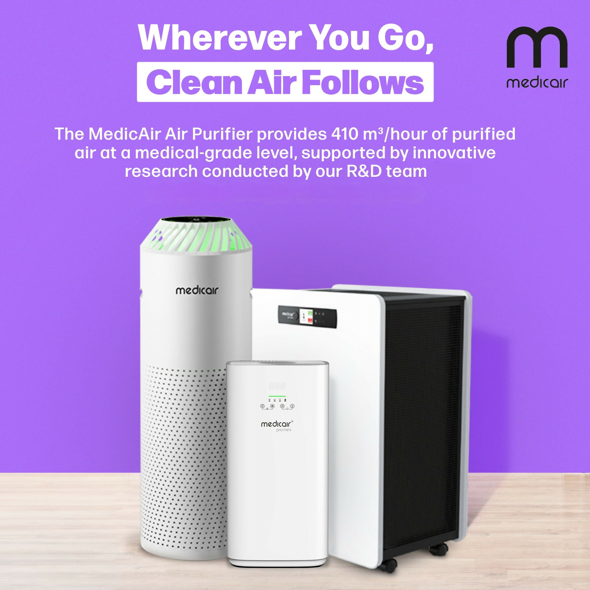 MedicAir Pro Air Purifier with UV-C Technology, HEPA, Activated Carbon. Medical Grade Air Purifier 5 Stage Filtration for Viruses, Dust, & Odors, Quiet & Safe Indoor Air. Removes 99.99% Bacteria & Allergens