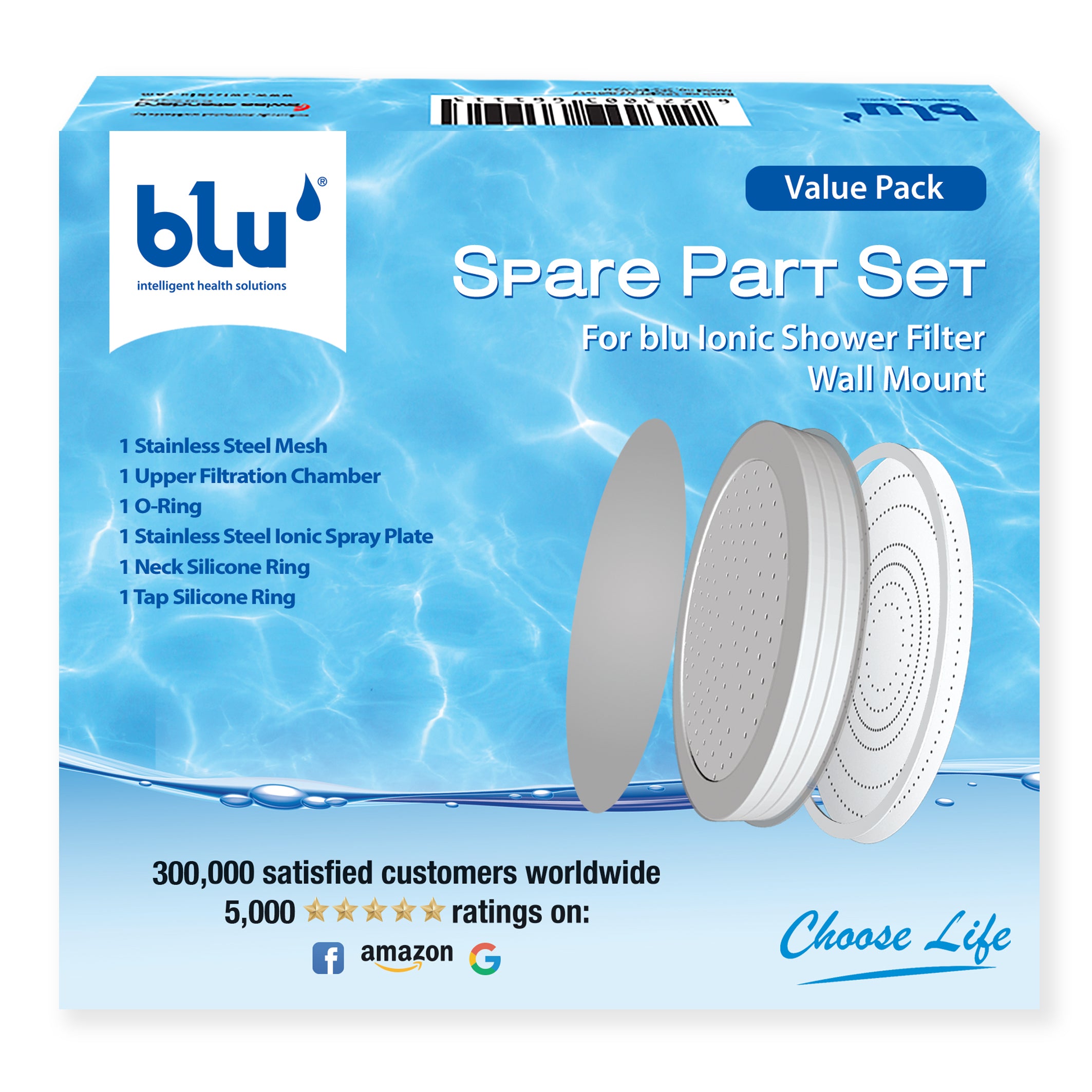 blu wall mount ionic shower filter spare part set