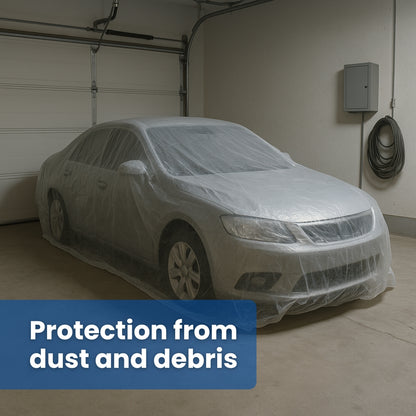 Shield Guard Pro Protection Drop Sheet, Waterproof Plastic Cover, White, 4x5m (20µm), 20m², Non-Slip for Painting, Storage, Furniture