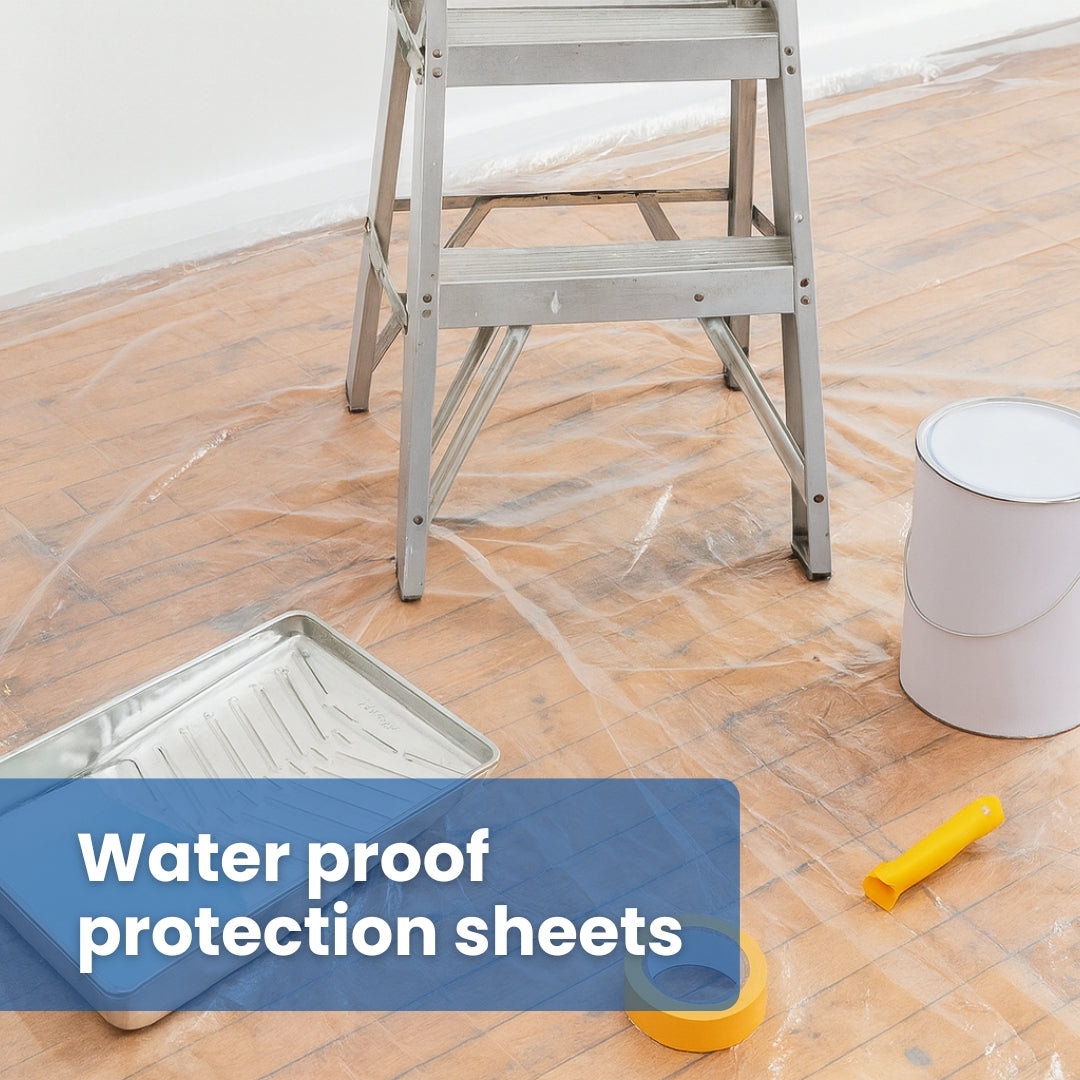Shield Guard Pro Protection Drop Sheet, Waterproof Plastic Cover, White, 4x5m (20µm), 20m², Non-Slip for Painting, Storage, Furniture
