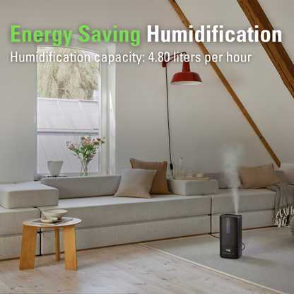 Stadler Form Humidifier Oliver, Large Rooms up to 60 m² Quiet, Small, Powerful, Room Humidifier, 6 Levels, Auto Mode LEDs Switchable Integrated UV lamp, Germ-free Mist, Black