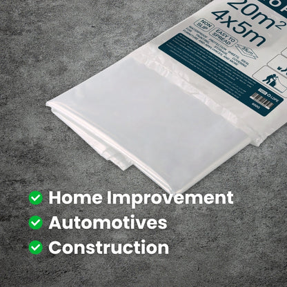 Shield Guard Pro Plastic Protection Sheet 40m² (4x10m, 6µm) – Waterproof Drop Sheet for Painting, Furniture & Floor Cover