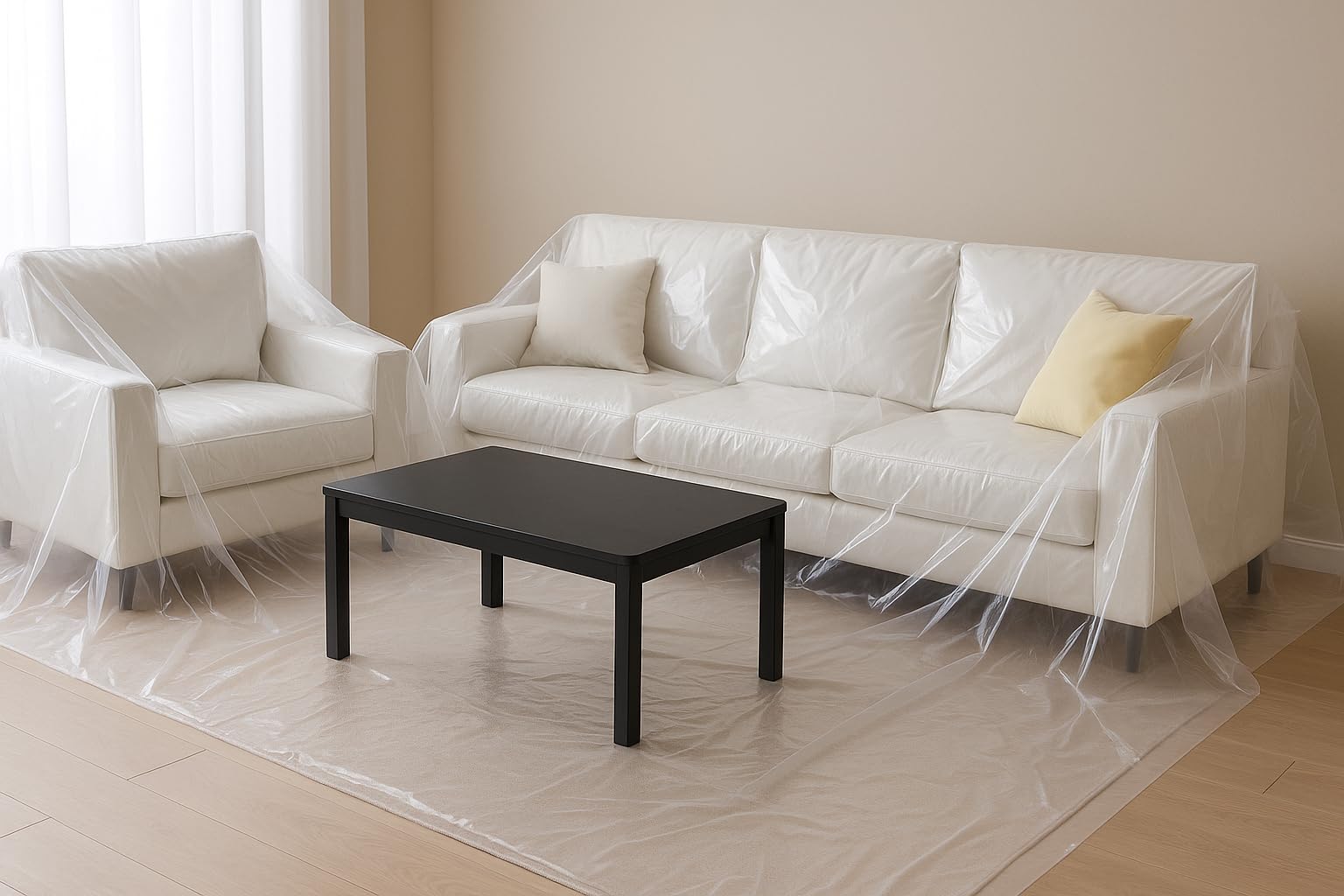 Shield Guard Pro Plastic Protection Sheet 40m² (4x10m, 6µm) – Waterproof Drop Sheet for Painting, Furniture & Floor Cover