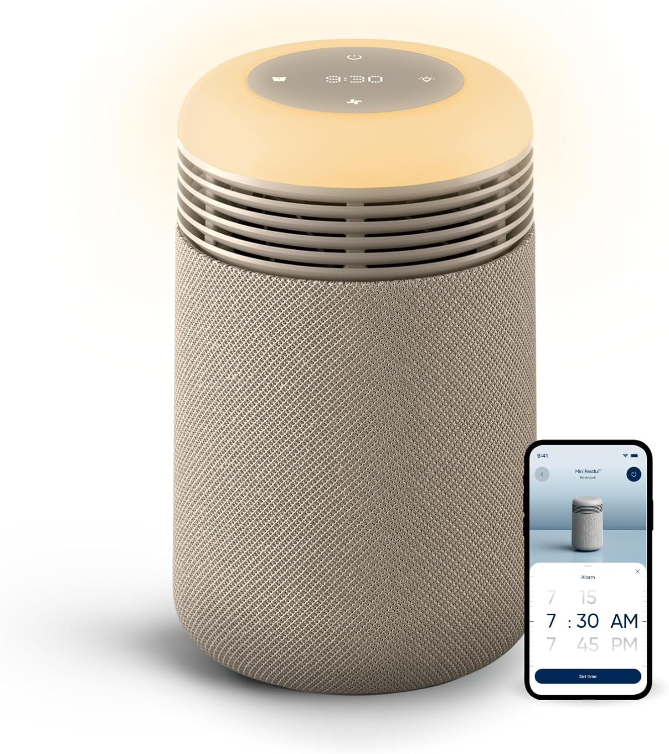 Blueair Mini Restful Air Purifier w/ Wake-Up Light - Beige | HEPASilent Tech, Smart Sleep Personalization | upto 140–336 sqftfor Small to Medium size Bedrooms