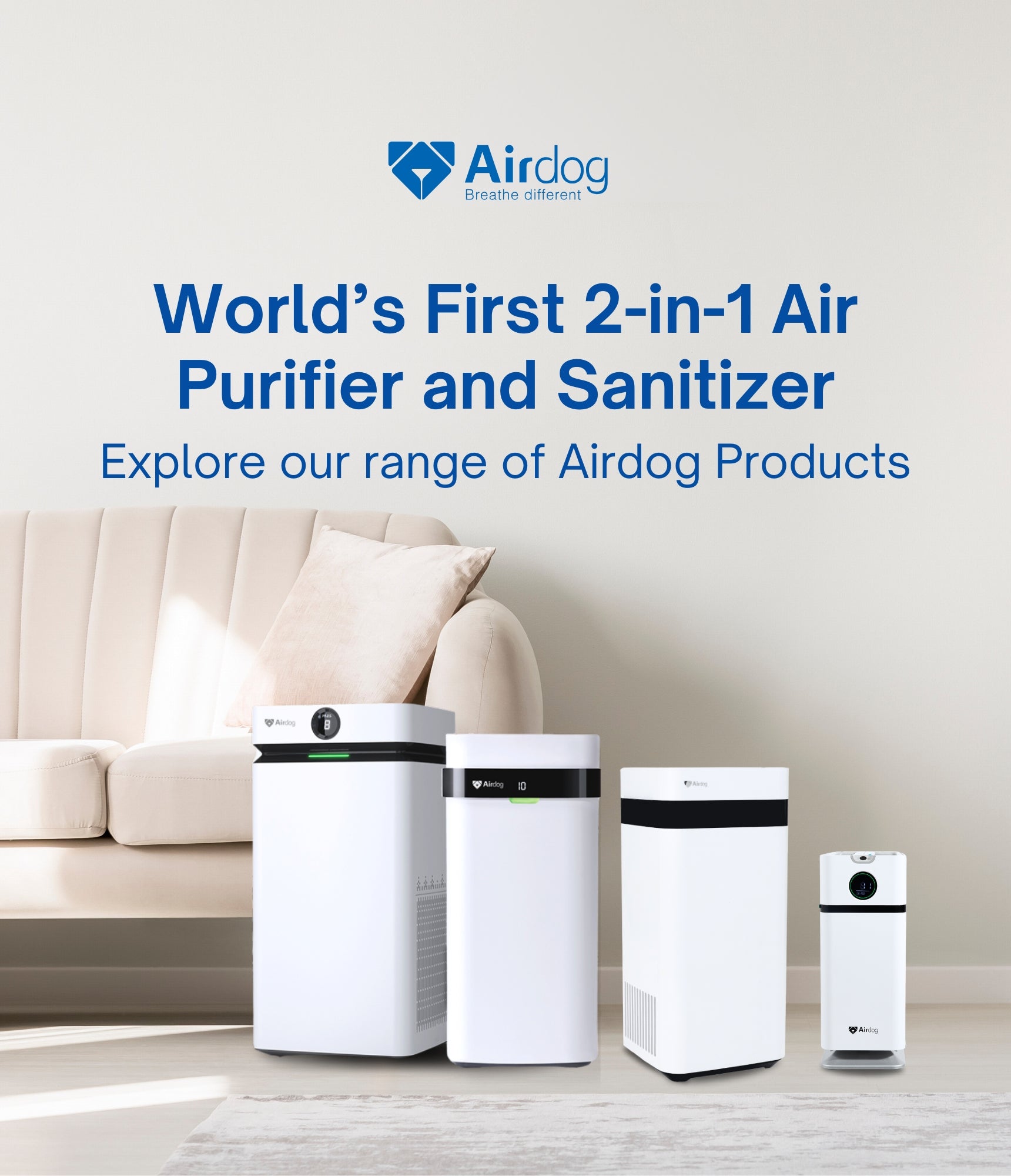 Airdog X1D - 2-in-1 Air Purifier and Sanitizer for Small Spaces - up to 20 m² / 215 sqft