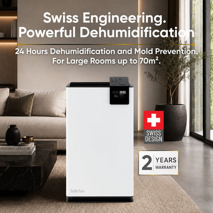 Stadler Form Albert Dehumidifier 20L, Smart Humidity Sensor, 24 Hours Dehumidification for Large Rooms up to 70m², Mold Prevention, Effective Air Distribution, Auto Mode, Very Quiet, 2 Years Warranty
