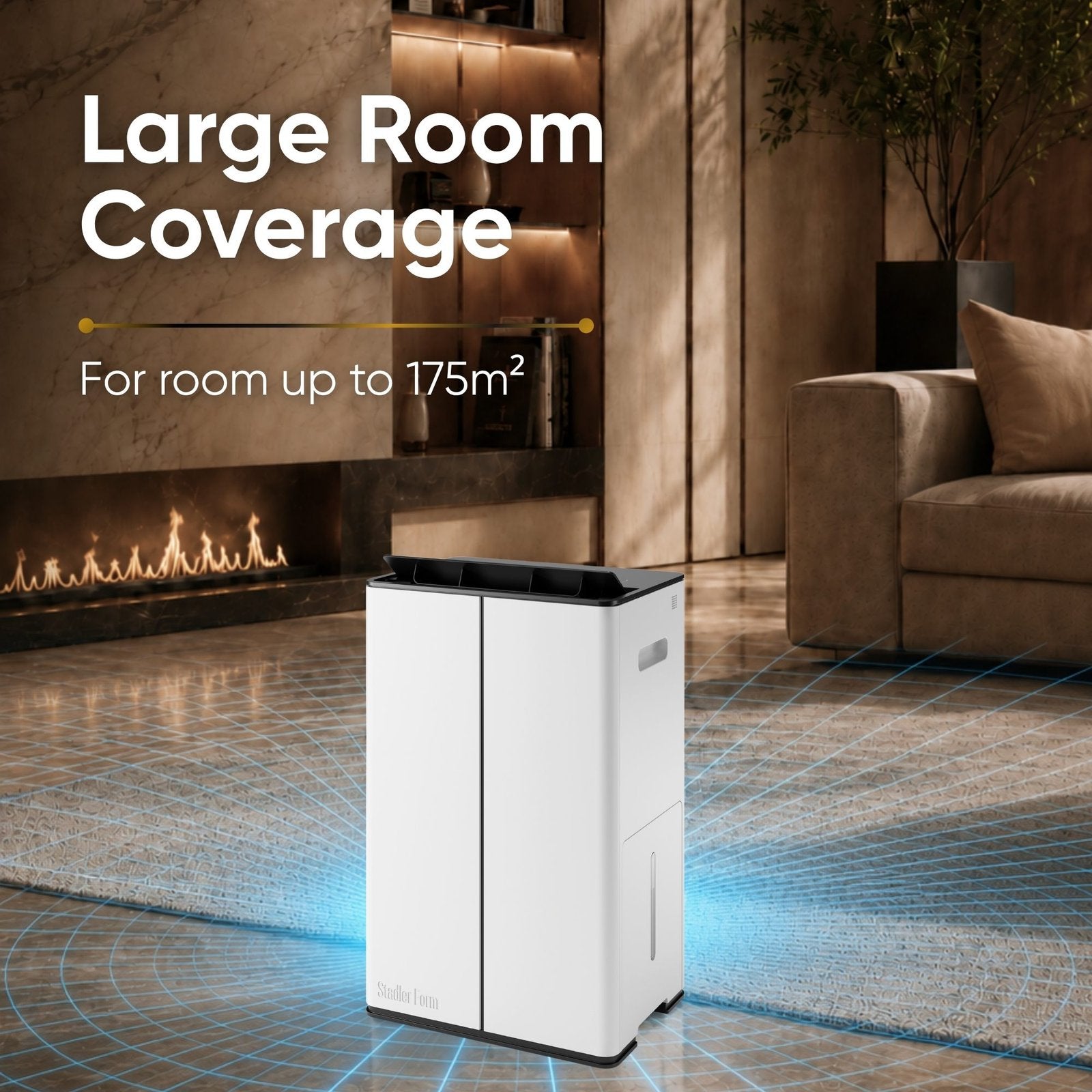 Stadler Form 50L Lukas Pro Dehumidifier and Air Purifier, 24 Hours Dehumidification, for Large Rooms up to 175 m², Auto Mode, Air Purification Mode, HEPA Filter, WiFi, Quiet, 5 Years Warranty