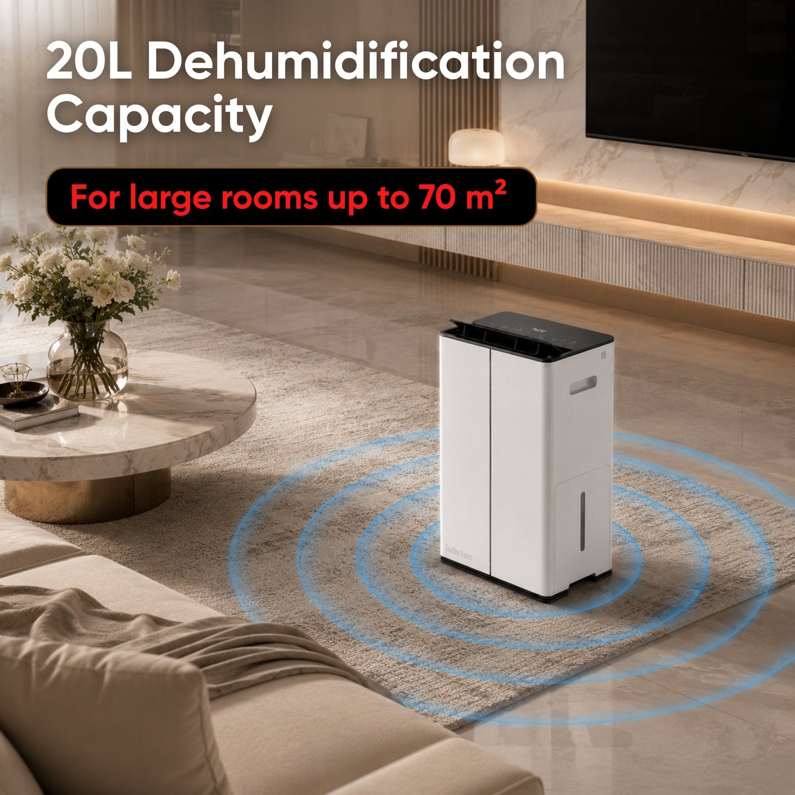 Stadler Form Lukas Smart Dehumidifier 20L with Optional Air Purification HEPA Filter, 24 Hour Moisture Removal, WiFi App Control, Laundry Drying Mode, Large Rooms up to 70 m², 2 Years Warranty