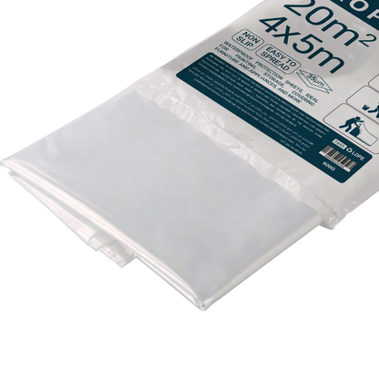 Shield Guard Pro Plastic Protection Sheet 40m² (4x10m, 6µm) – Waterproof Drop Sheet for Painting, Furniture & Floor Cover
