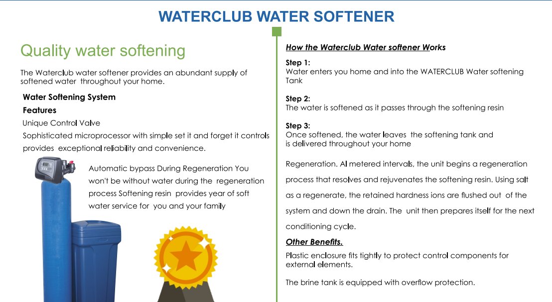 Waterclub Mega Rio with Water Softener