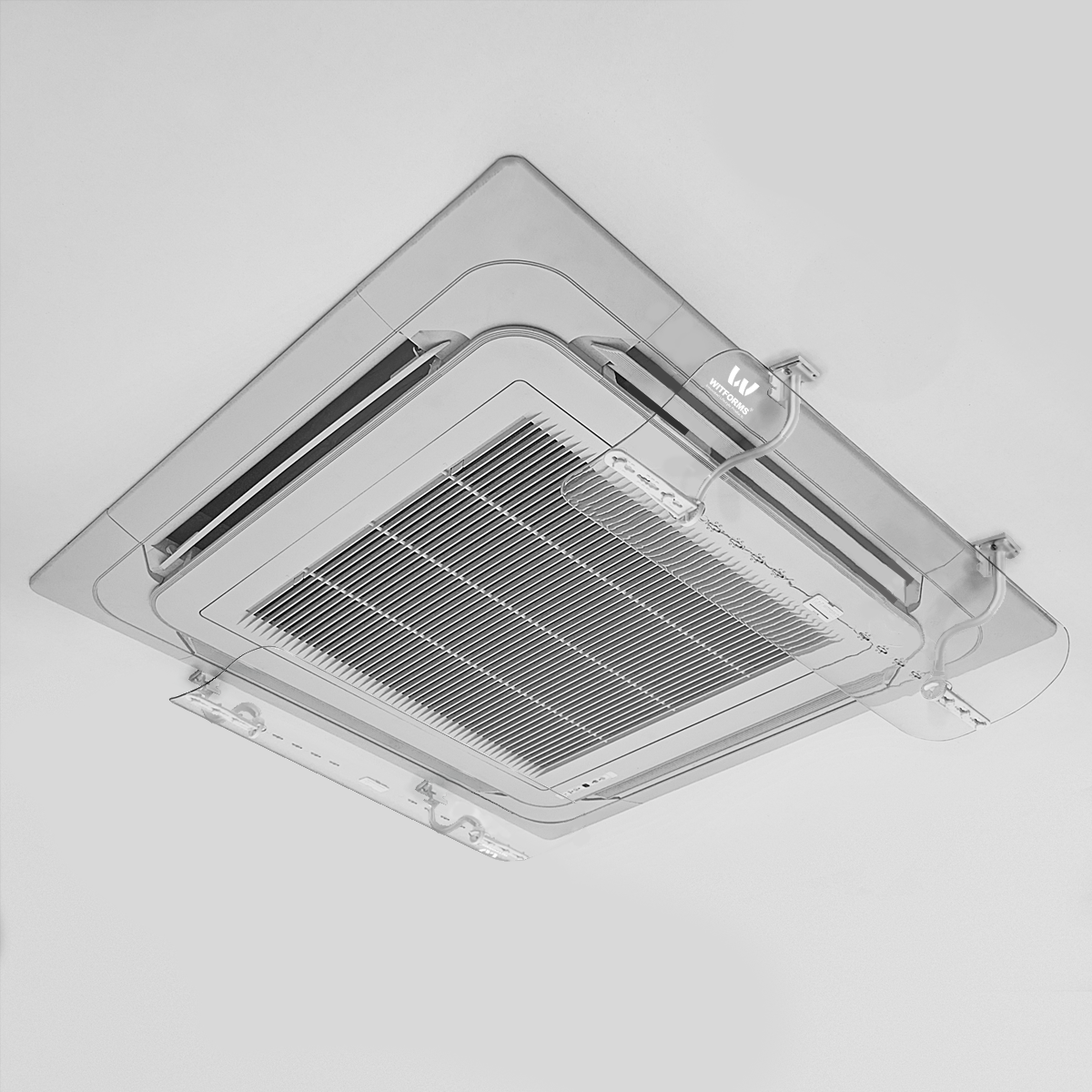 Witforms Cassette AC Air Deflector – 360° Adjustable Draft Shield for Ceiling Cassette Units (50–60cm)
