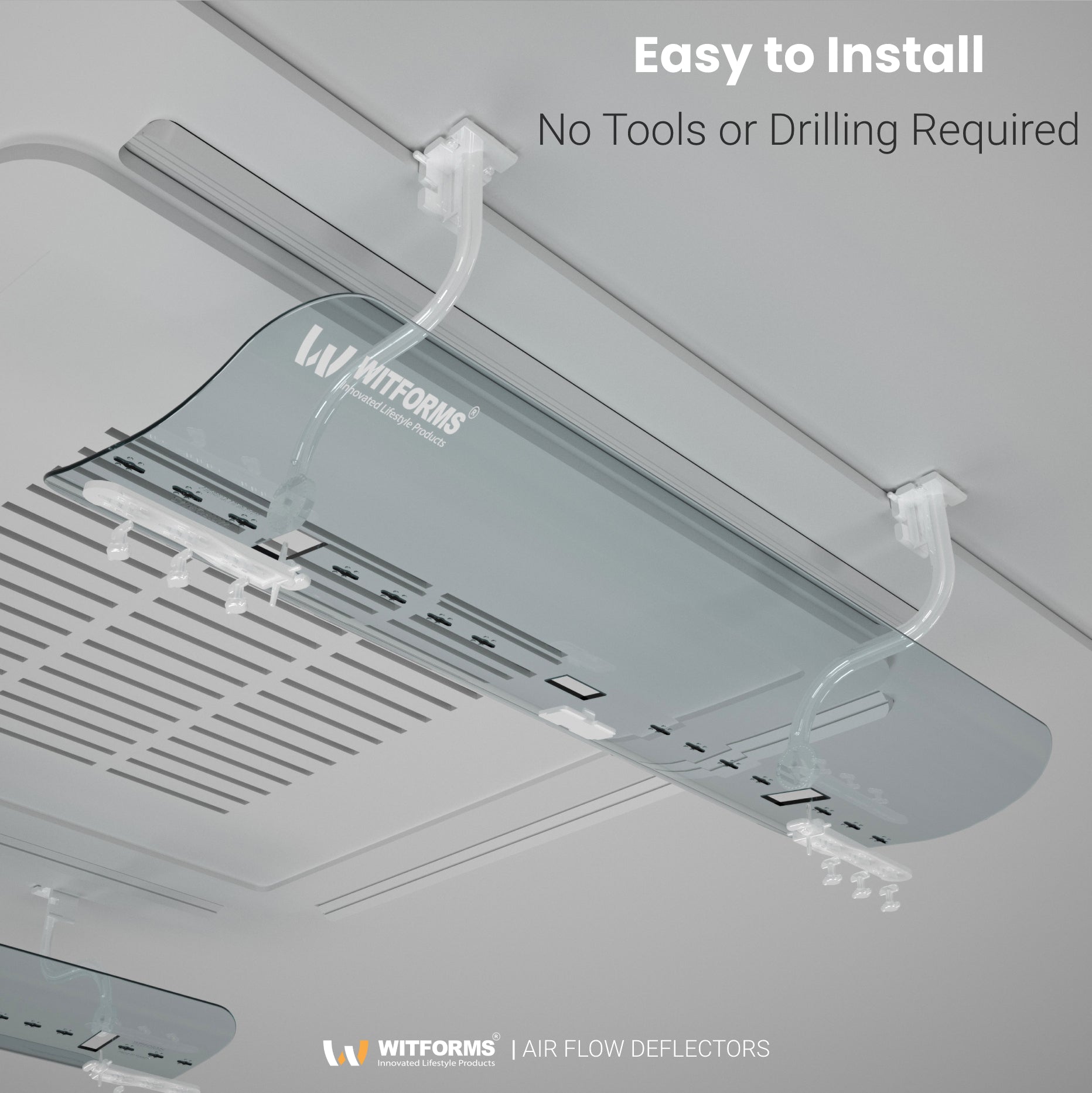 Witforms Cassette AC Air Deflector – 360° Adjustable Draft Shield for Ceiling Cassette Units (50–60cm)