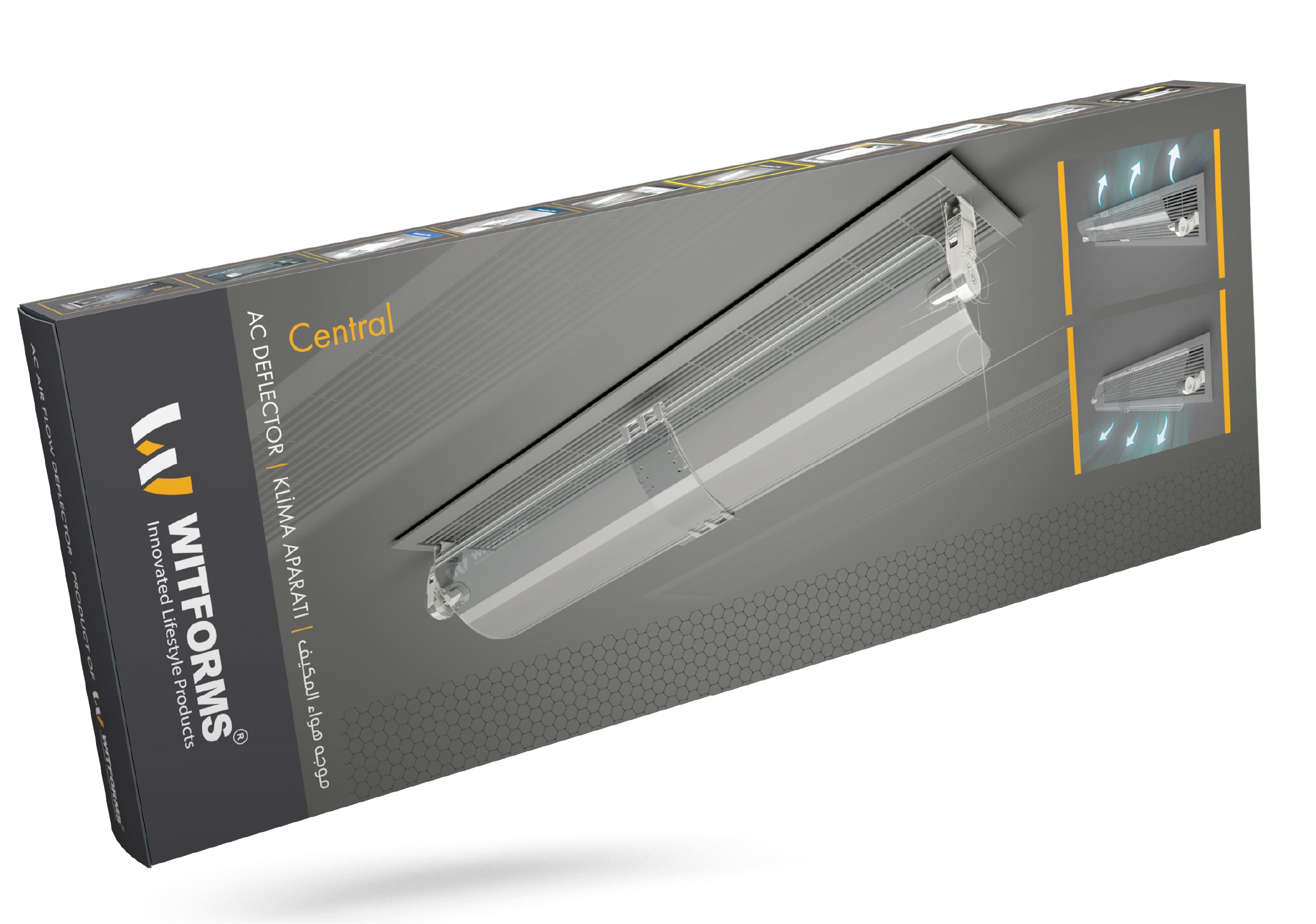 Witforms Central AC Linear Diffuser Air Deflector – 360° Adjustable Draft Shield for Centralized Duct AC (60–110cm)