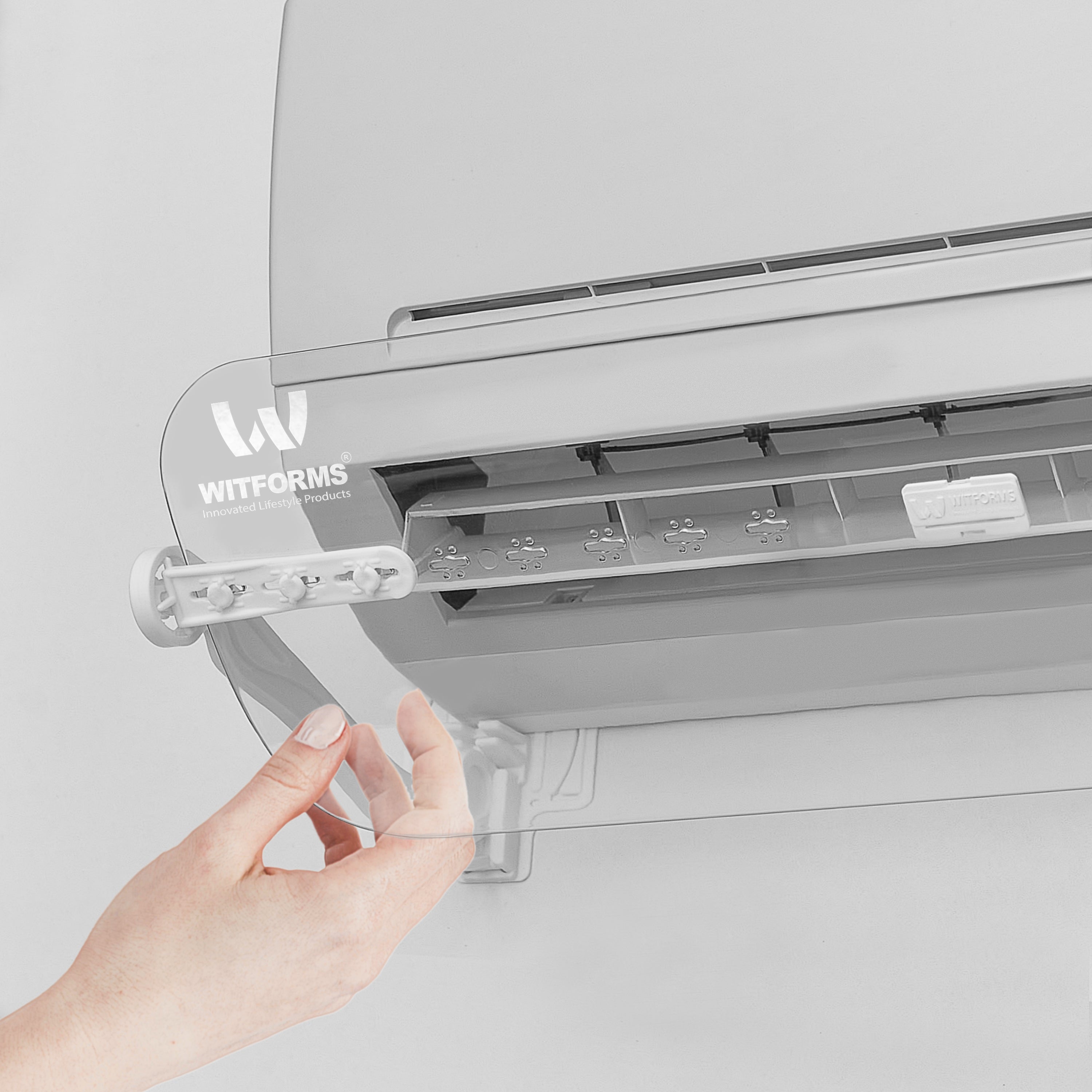 Witforms Classic Split AC Air Deflector – 360° Adjustable Draft Guard for Wall-Mounted AC (60–110cm)