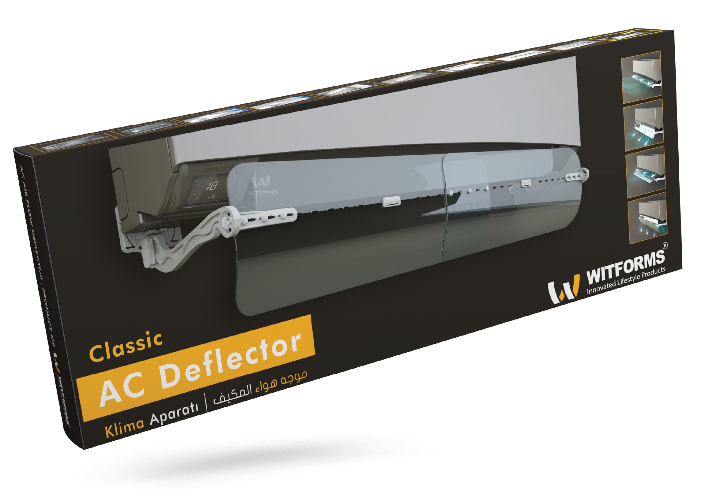 Witforms Classic Split AC Air Deflector – 360° Adjustable Draft Guard for Wall-Mounted AC (60–110cm)