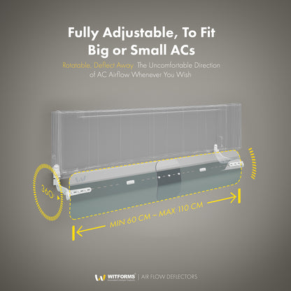 Witforms Classic Split AC Air Deflector – 360° Adjustable Draft Guard for Wall-Mounted AC (60–110cm)