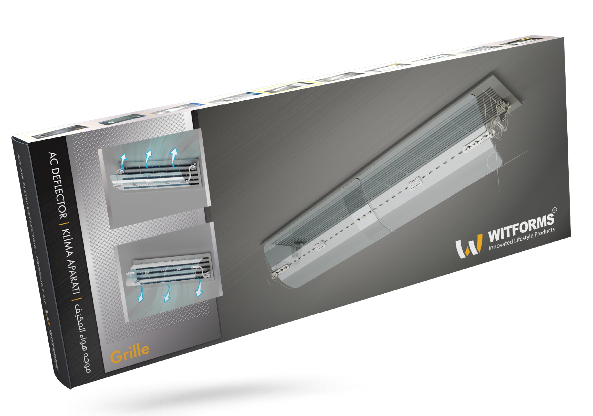 Witforms Grille AC Air Deflector – 360° Adjustable Draft Controller for Centralized Linear Diffuser AC (60–110cm)