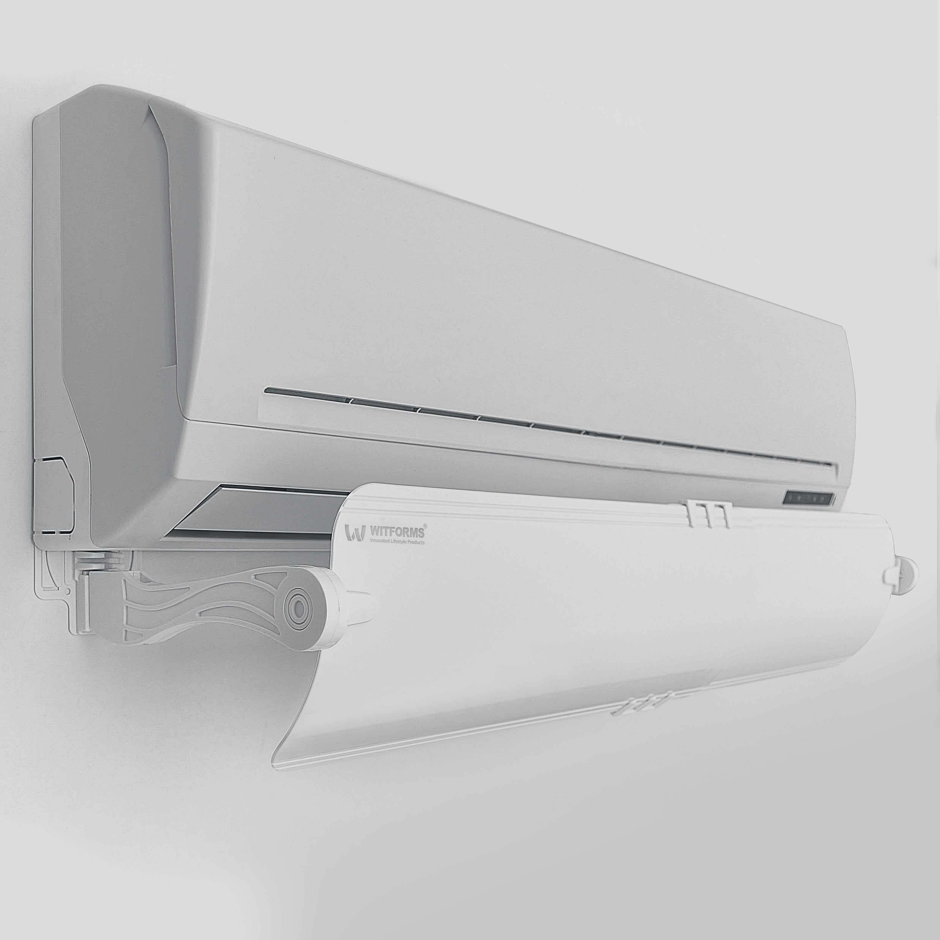 Witforms Premium Split AC Air Deflector – 360° Adjustable Draft Shield with White Wings (60–110cm)