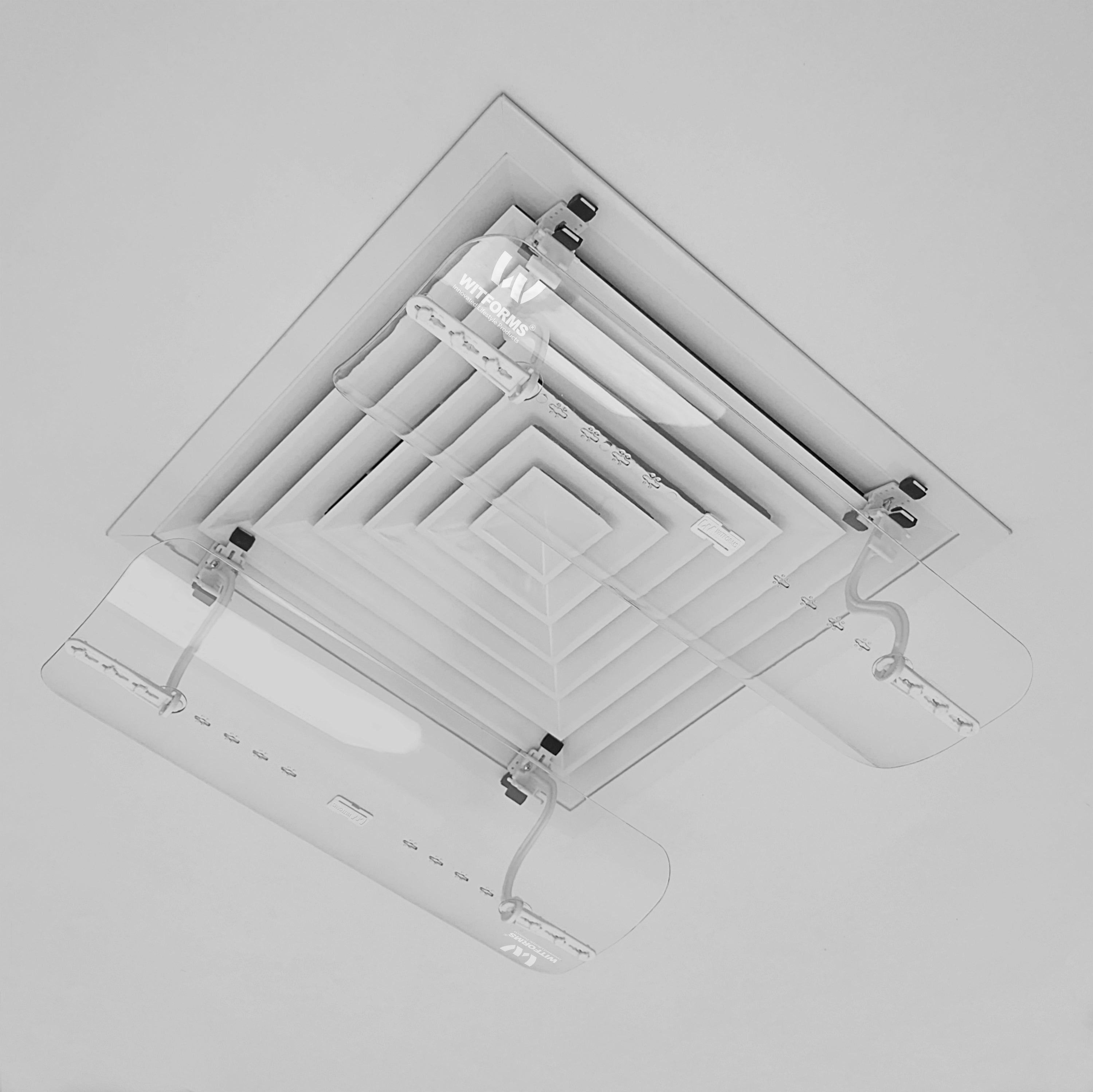 Witforms Square AC Air Deflector – 360° Adjustable Draft Shield for 60x60cm Central Square Diffuser