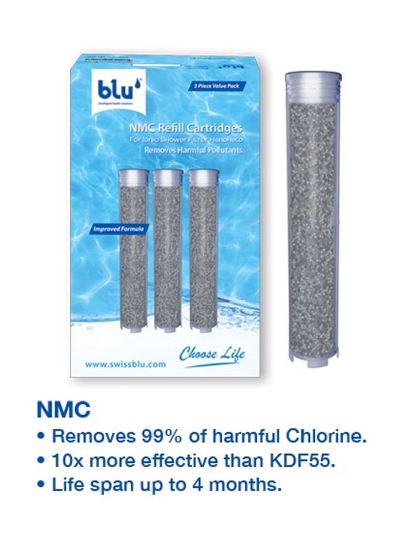 Blu NMC Refill Cartridges For Ionic Shower Filter Handheld - 3 Piece Value Pack