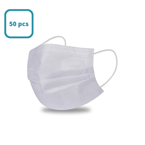 White Face Mask - Disposable Protective Mask |  Non-Surgical | 3PLY With Ear Loop | 50 PCS